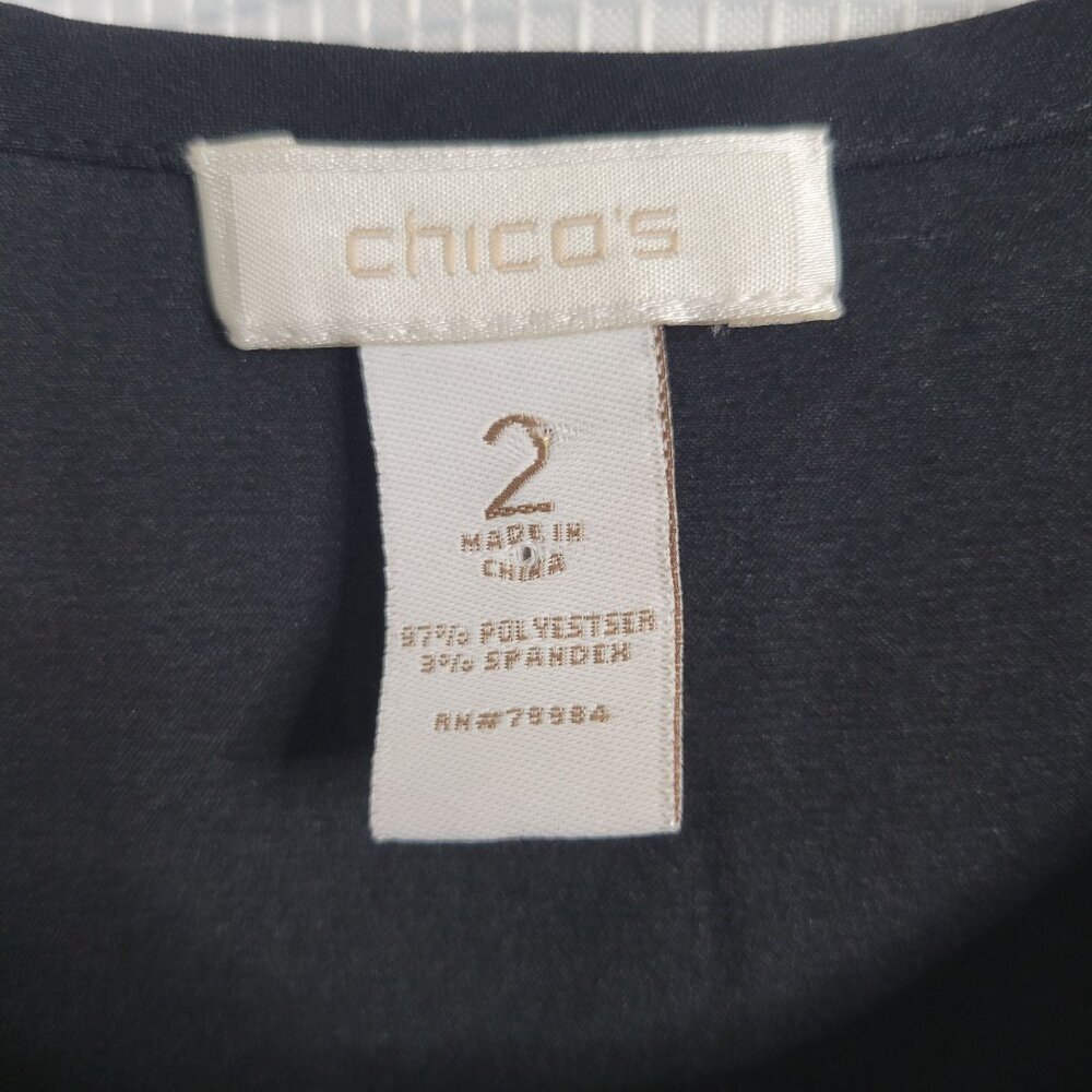 Chico's 2 Size L Twin Set Satin Tank Embroidered Beaded Crepe Shirt Jacket - Picture 4 of 14